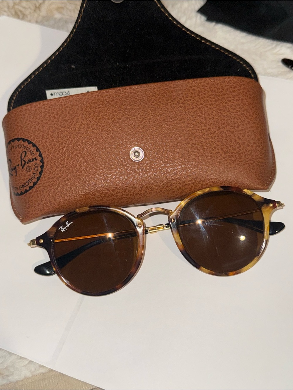 Ray-ban Tortoise Round Frame Sunglasses - Brown - Picture 3 of 3